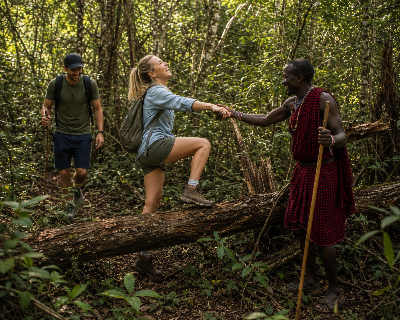 A guided nature walk between safari days.